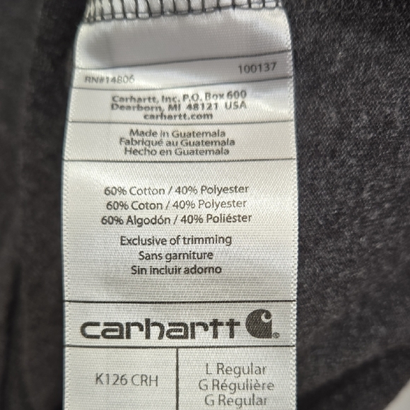 Carhartt Crewneck In Carbon Heather Workwear Pocket Long Sleeve Tee - Picture 6 of 7